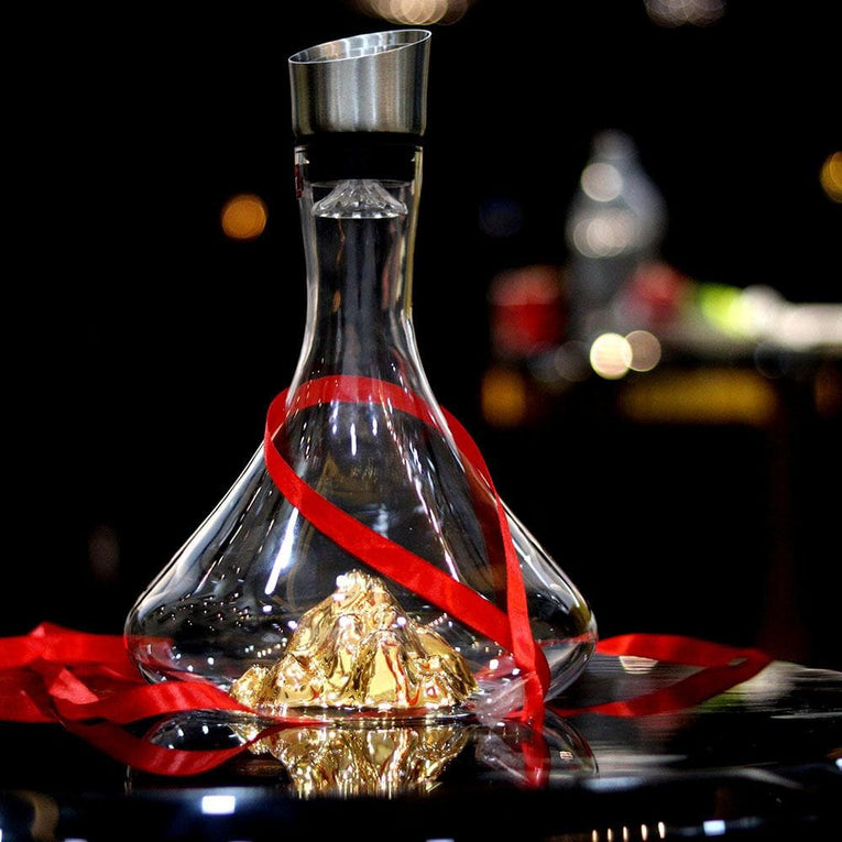 Gold Volacano Inbuild Crystal whiskey decanter