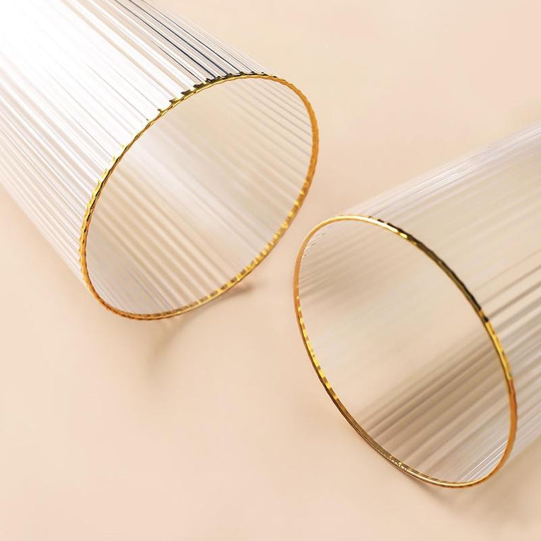 Simple Striped Feature Tall Glass Tumbler Gold - Set of 2