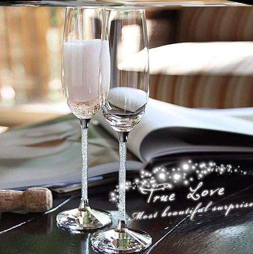 Elegant Silver Stand Wine Glass - Set of 2