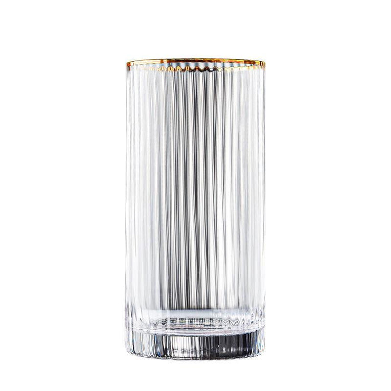 Simple Striped Feature Tall Glass Tumbler Gold - Set of 2