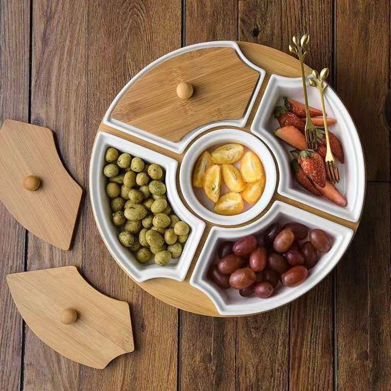 QUINARY FOUR GRID SNACKS - BAMBOO BASE