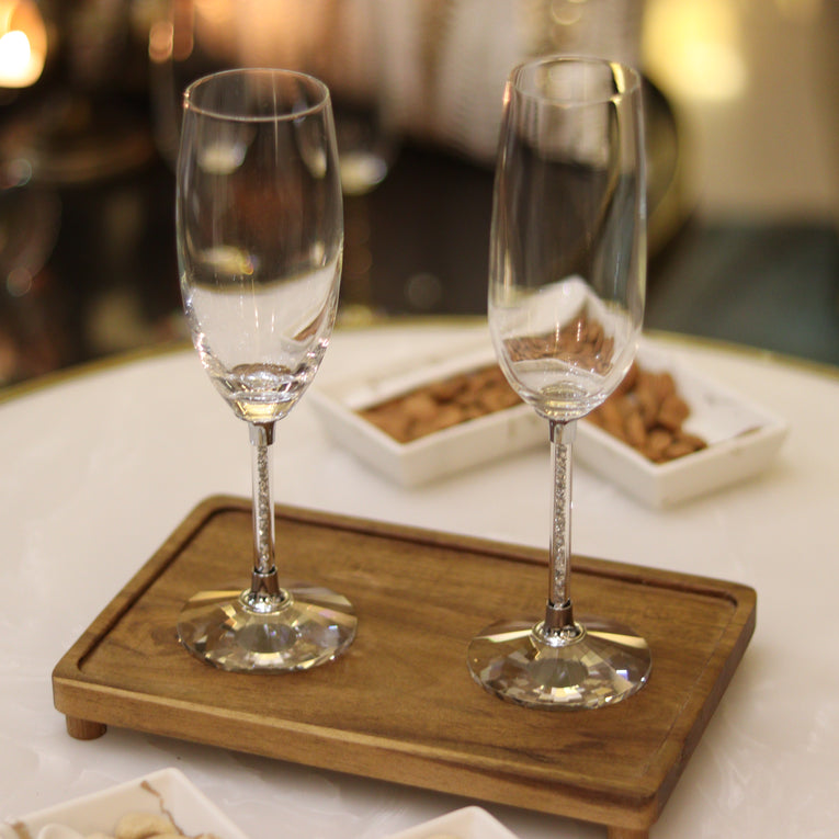 Elegant Silver Stand Wine Glass - Set of 2