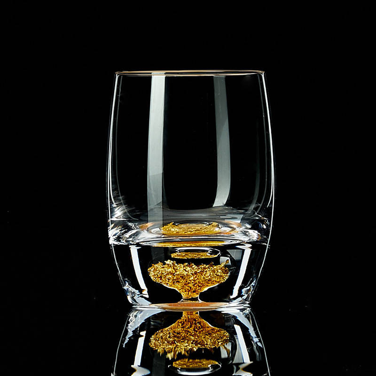 Glitter Floating Gold Crystal Shots Glasses - Set of 6